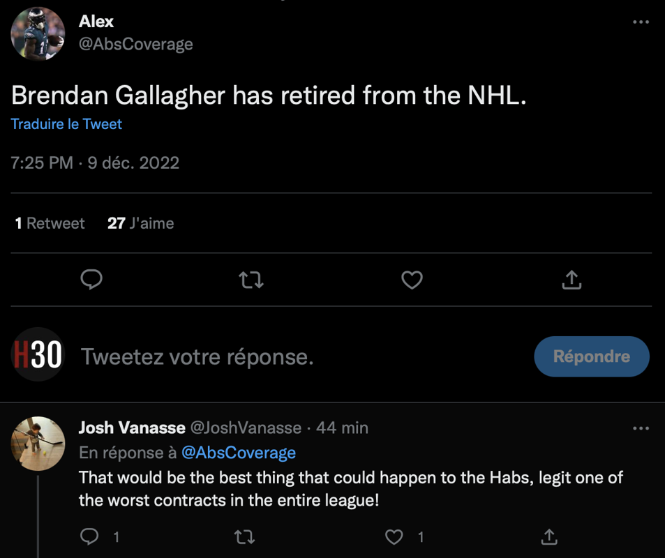 La RETRAITE de Brendan Gallagher ANNONCÉE!!!