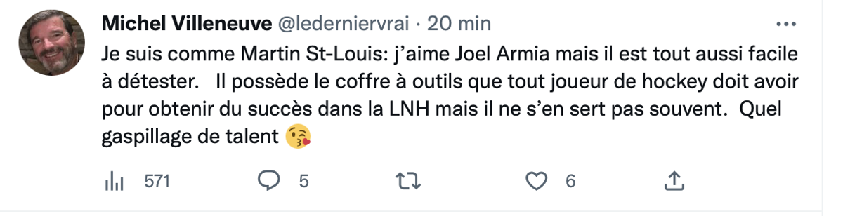 Joel Armia DÉTESTÉ par Martin St-Louis..