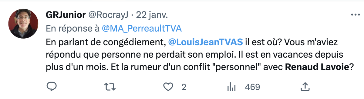 LOUIS JEAN et les RUMEURS de son CONGÉDIEMENT