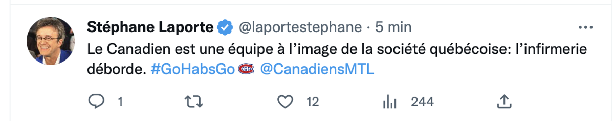 OUCH...Stéphane Laporte CINGLANT envers les médecins du CH...