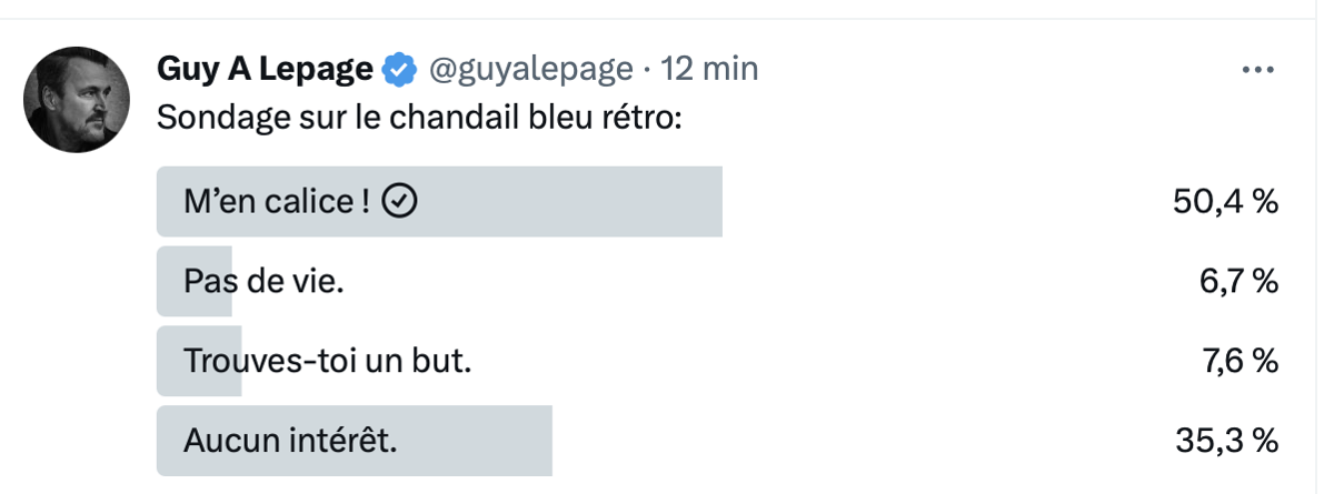 HAHA!! Le sondage de Guy A Lepage....