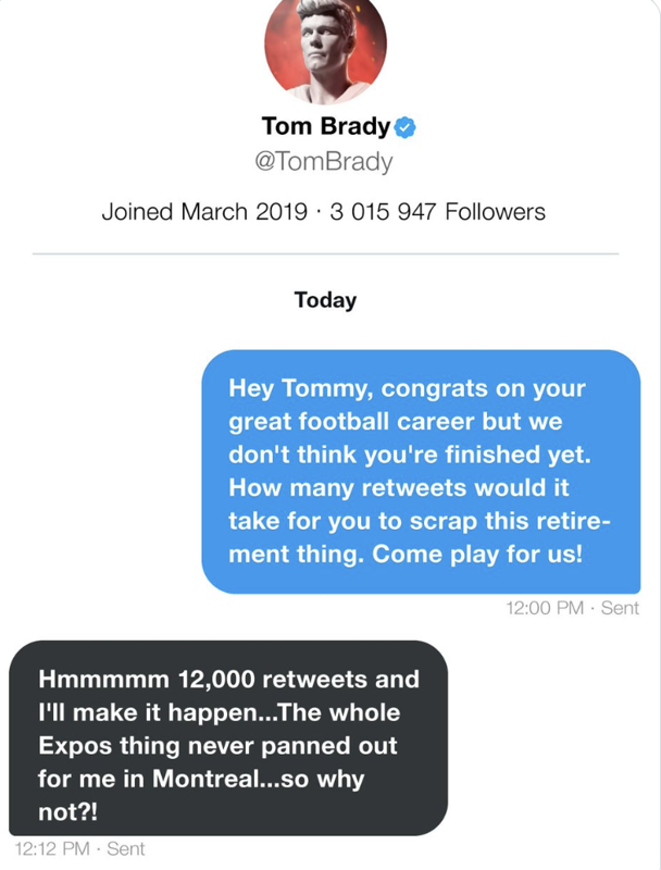 Tom Brady tout proche de signer à Montréal!!!!!! AYOYE!!!