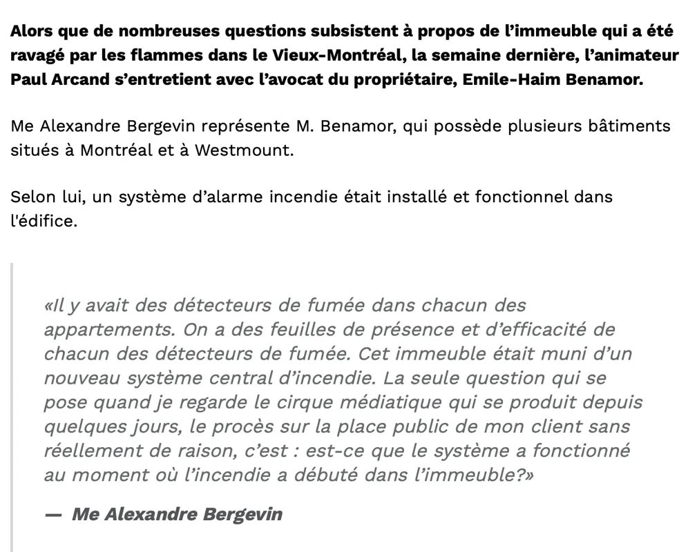 INCENDIE du Vieux-Montréal: le nom de Marc Bergevin...