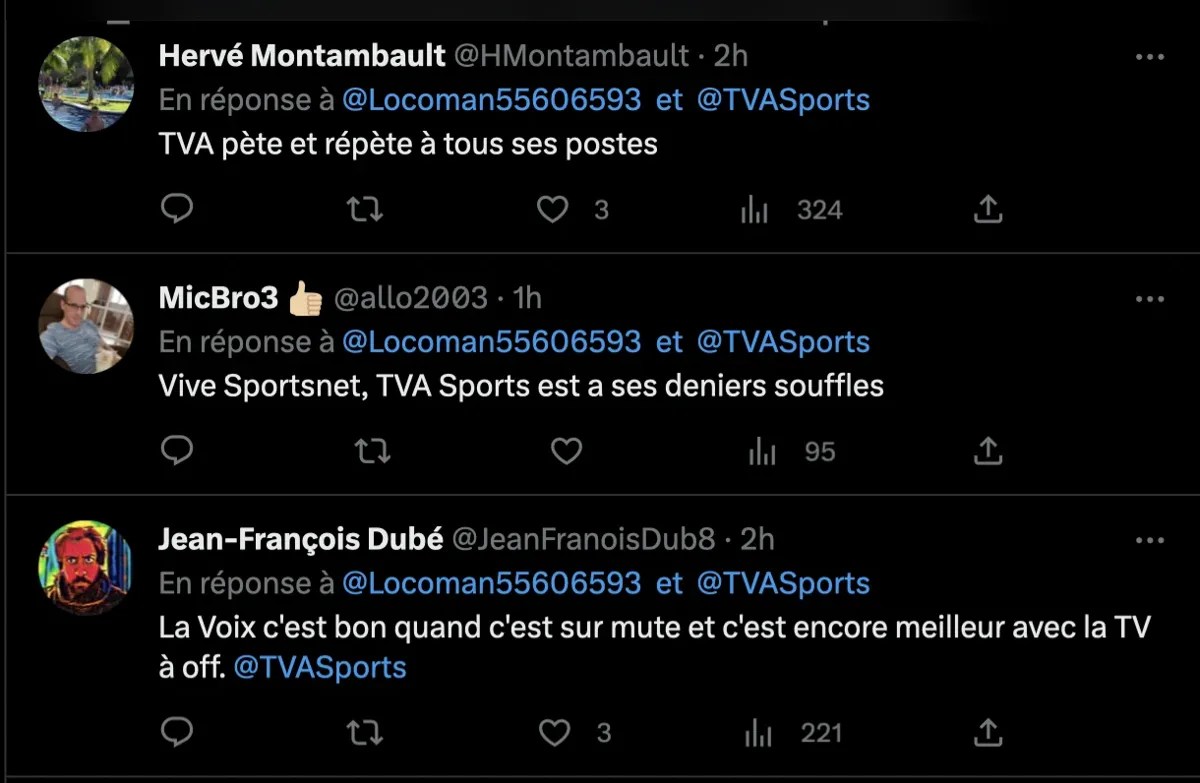 MALAISE à TVA Sports, une publicité de la Voix ENRAGE le public