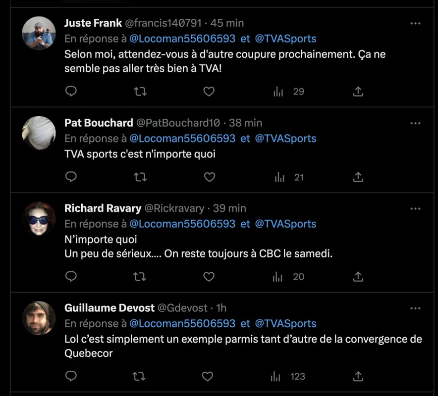 MALAISE à TVA Sports, une publicité de la Voix ENRAGE le public