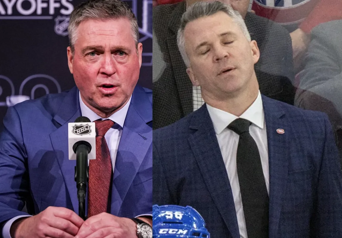 Patrick Roy tombe sur la tête de Martin St-Louis