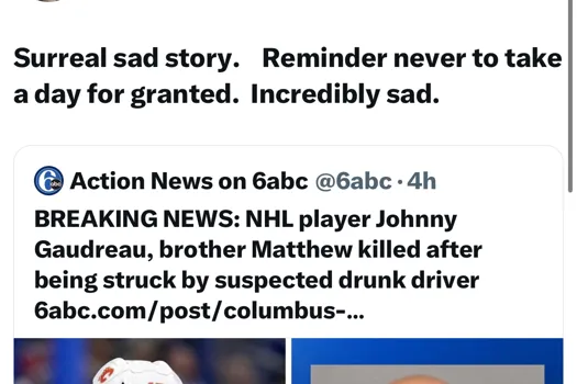 Le monde réagit avec larmes aux yeux : La disparition de Johnny Gaudreau secoue la planète