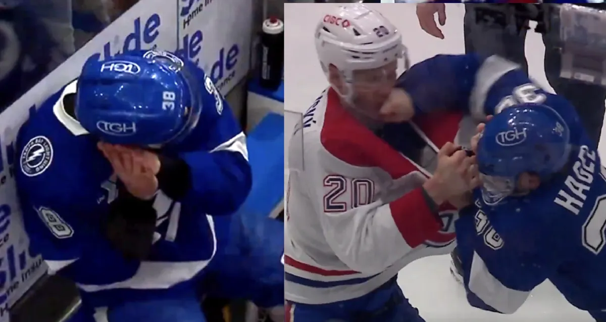 Scène disgracieuse : Brandon Hagel rit de Juraj Slafkovsky après l’avoir mis K.O.