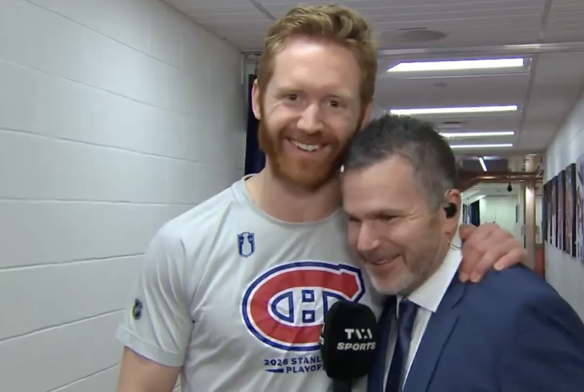 « On est content que tu sois là » : Mike Matheson sert Renaud Lavoie dans ses bras