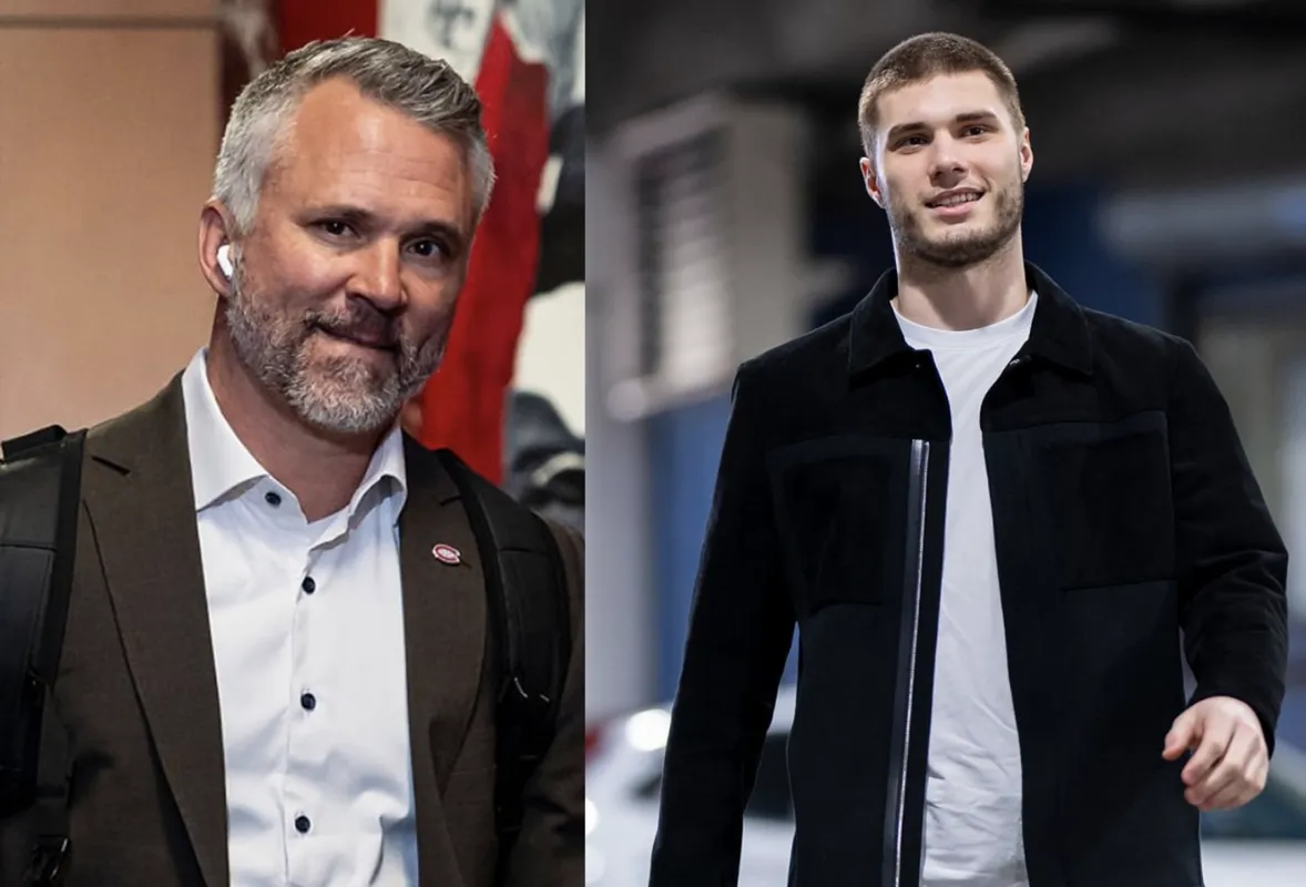 Scène captée au Centre Bell : Martin St-Louis dévoile ses cartes à Juraj Slafkovsky